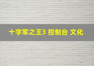 十字军之王3 控制台 文化